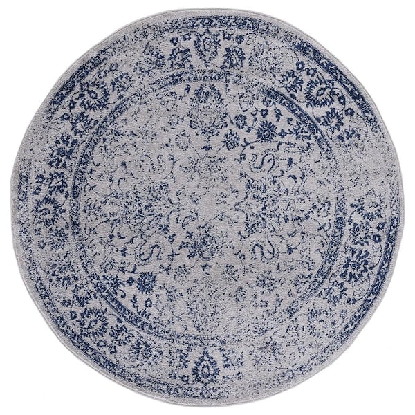 Purple Polypropylene 6 ft. x 6 ft. Oriental Indoor Round Area Rug