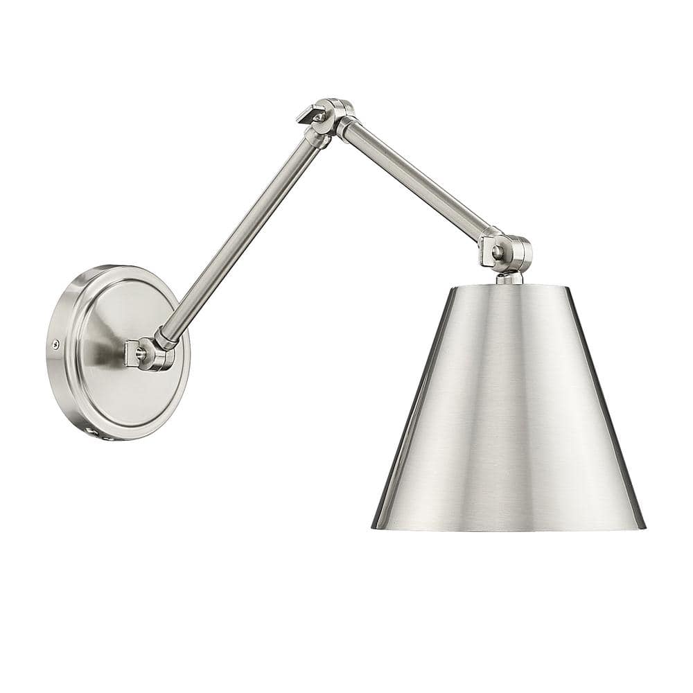 Regent 7.5 in. 1-Light Brushed Nickel Wall Sconce with Brushed Nickel Steel