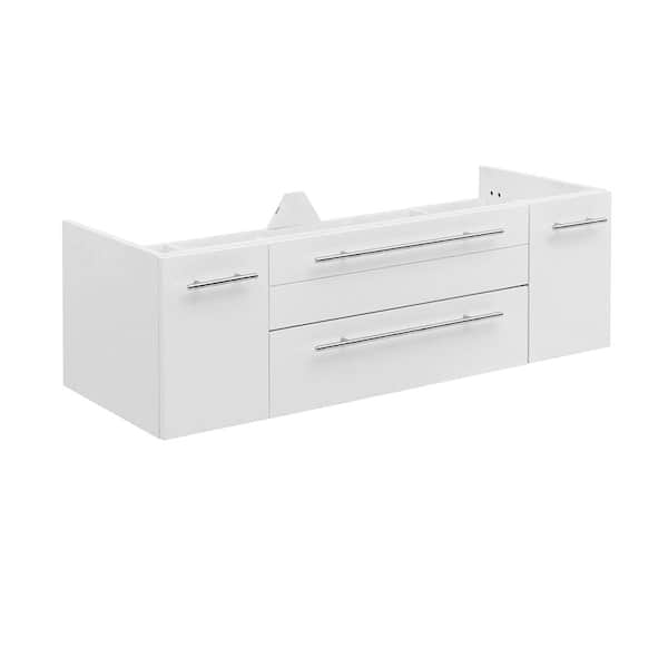 Fresca Lucera 47 in. Wall Mount Floating Double Bath Vanity Cabinet without Top in White - Undermount Sink Compatible