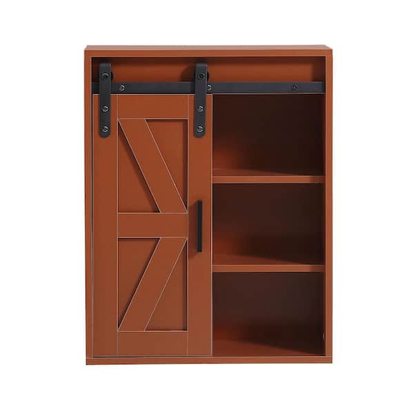 Tileon Wood wall-mounted storage cabinet, 5-layer toilet bathroom storage cabinet, multifunctional cabinet with adjustable door