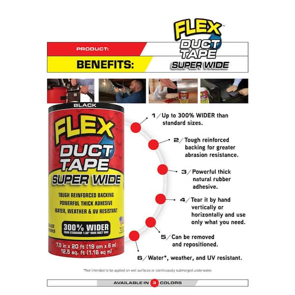 Flex 7.5 in. x 20 ft. Black Duct Tape