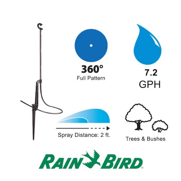 7.2 GPH Full Circle Pattern Downspray Micro Spray with Adjustable Height Staked Riser