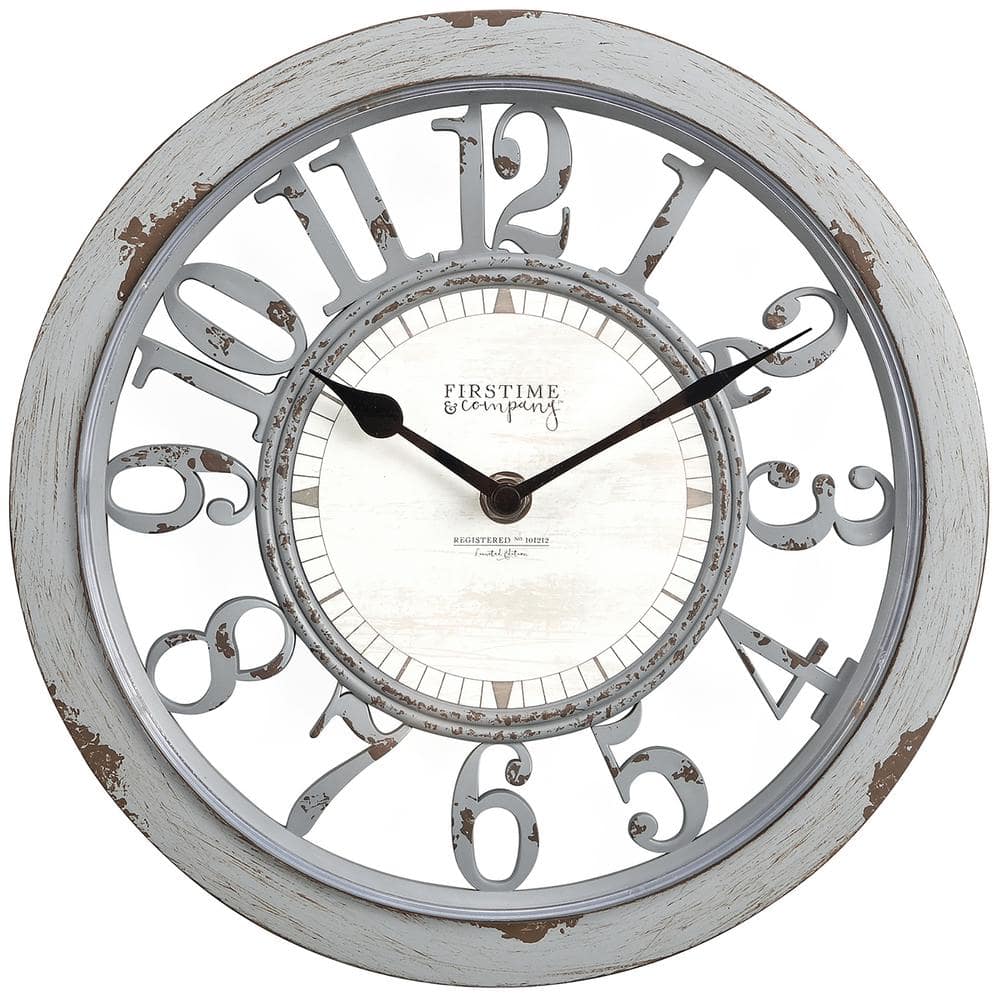 FirsTime & Co. 10 in Gray Antique Farmhouse Contour Clock 31222 - The ...