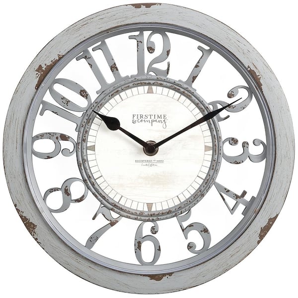 FirsTime & Co. 10 in Gray Antique Farmhouse Contour Clock