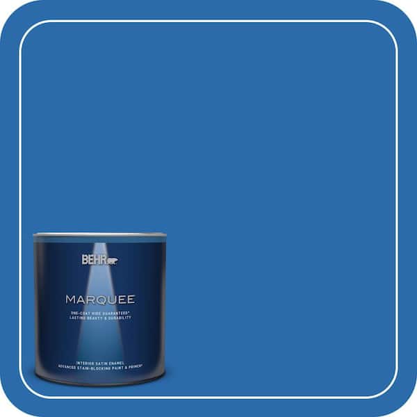 BEHR MARQUEE 1 qt. #MQ4-24 Electric Blue One-Coat Hide Satin Enamel Interior Paint & Primer
