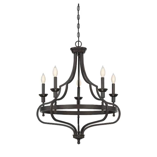 Savoy House 26 in. W x 30.5 in. H 5-Light English Bronze Chandelier