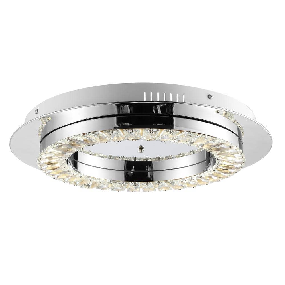 Cristal 18" Chrome and Crystal LED Flush Mount Light