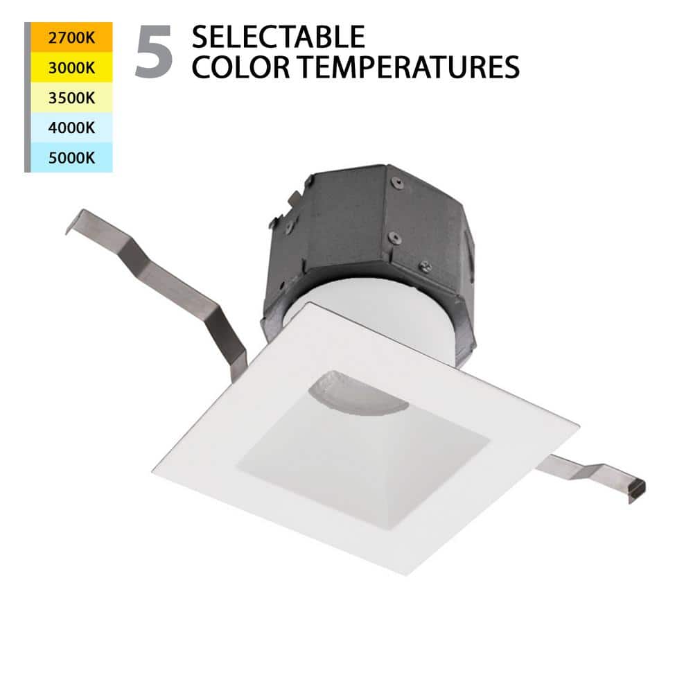 Pop-In 4 in. Square Adjustable CCT Remodel IC Rated Indoor/Outdoor Integrated LED Recessed Light Trim (1-Pack) price history on PriceWatchPro