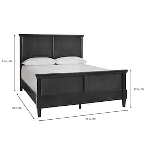 Marsden Black Wooden Cane King Bed (81 in. W x 54 in. H)