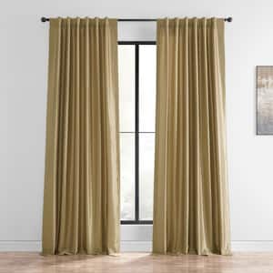 Flax Gold Solid Rod Pocket Room Darkening Curtain - 50 in. W x 84 in. L (1 Panel)