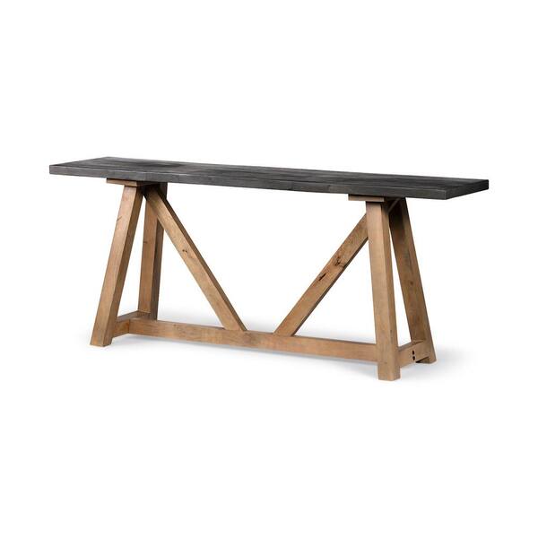 Mercana Rialto 70 in. Dark Brown Wood/Medium Brown Rectangle Wood Console Table with Medium Brown Mango Wood Base