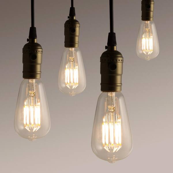 Yansun 100 Watt Equivalent St64 Edison Led Light Bulb Warm White 4 Pack H Fb02004w10e26 4 The Home Depot