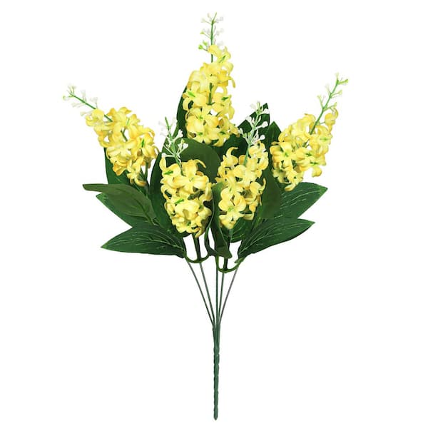 LIVING LUXURY 15 in. Yellow Artificial Stock Flower Stem Bush Bouquet (Set of 12)