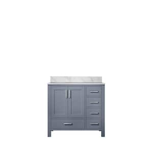 Jacques 36 in. W x 22 in. D Right Offset Dark Grey Bath Vanity and Carrara Marble Top