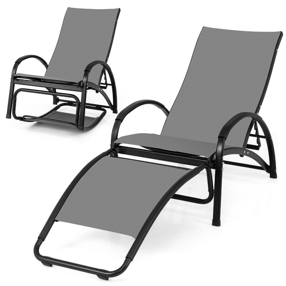 Aluminum and Fabric 2-in-1 Outdoor Rocking Lounge Chair with 4-Position Backrest, Gray price history on PriceWatchPro