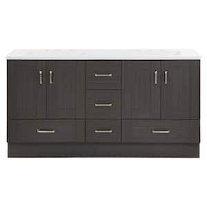 Erskine 60 in. W x 19 in. D x 33 in. H Double Sink Freestanding Bath Vanity in Milano Oak with White Cultured Marble Top