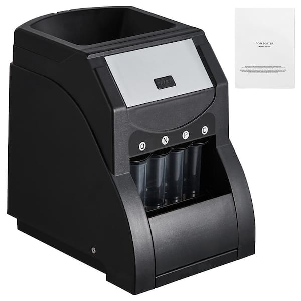 USD Coin Sorter, Efficient Machine, Black Food Vacuum Sealer Sorts 230 Coins/min, Holds 200 Coins with 4 Tubes