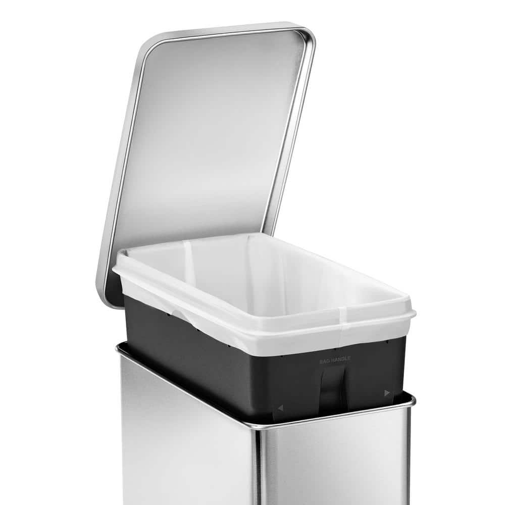 Slim Brushed Stainless Steel 2.6 Gallon Step Trash Can