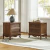 JAYDEN CREATION Elpenor 24"Wx16"Dx24"H Tall 2 - Drawer Walnut Nightstand Set of 2 NSE0522-WAL-S2