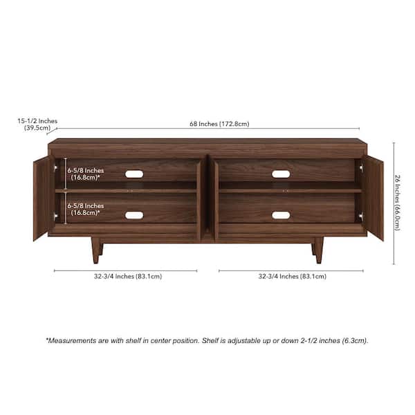 Meyer&Cross Duran 68 in. Satin Walnut TV Stand Fits TV's up to 75