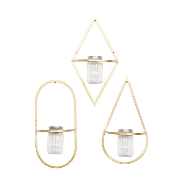 CosmoLiving by Cosmopolitan Metal Gold Geometric Wall Decor with Gold Frame  (Set of 3) 043134 - The Home Depot