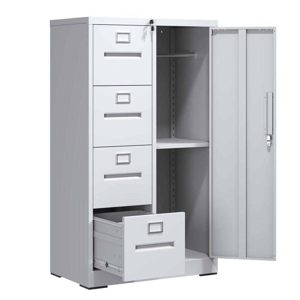 4-Drawer White Steel 17.72 in. W Vertical File Cabinet with Locking Storage durable construction