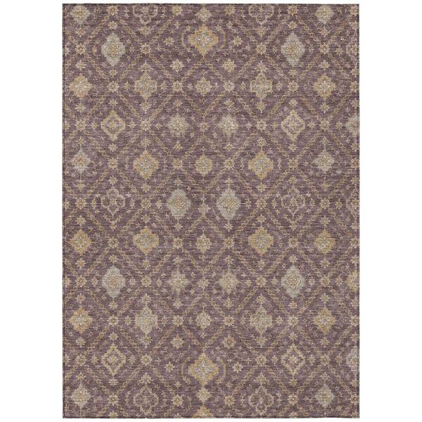 Chantille Machine Washable Indoor/Outdoor Abstract ACN3131 Plum 5 ft. x 7 ft. 6 in. Area Rug