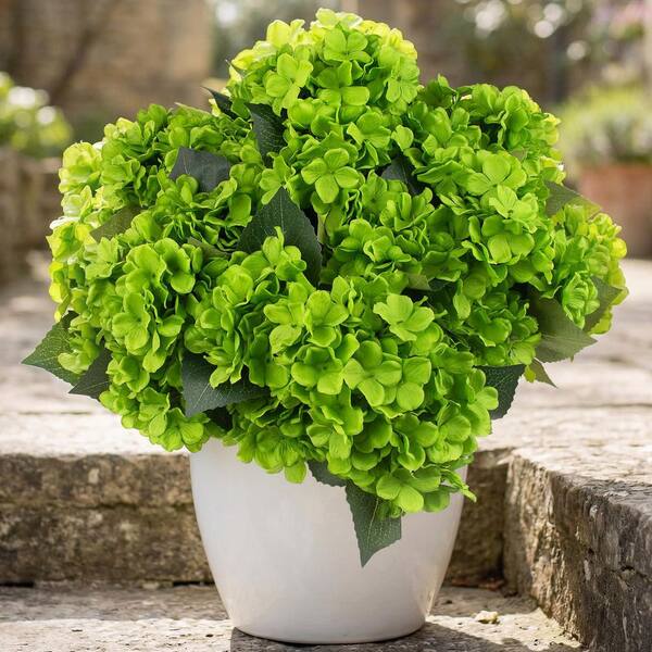 8 Pieces 15.7 in. Green Indoor/Outdoor Artificial Hydrangea Flower