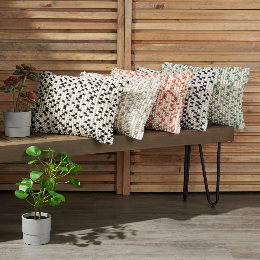Coral and White Embroidered Square Throw Pillow Set