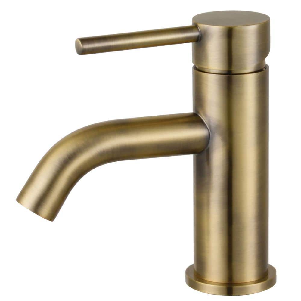 Kingston Brass Concord Single Hole Single-Handle Bathroom Faucet in Antique Brass HLS822DLAB ...