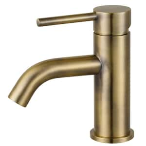 Concord Single Hole Single-Handle Bathroom Faucet in Antique Brass