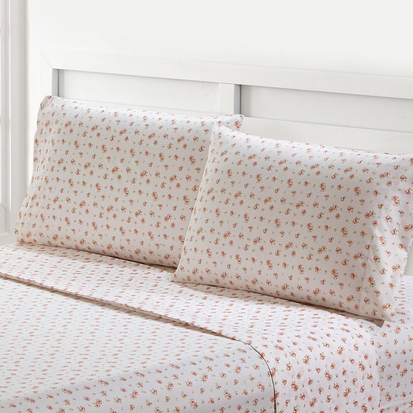 MODERN THREADS Sweet Rose 4 Piece Ivory Microfiber Queen Sheet Set