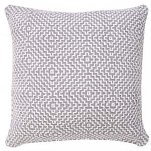 Delight Gray / White 20 in. x 20 in. Diamond Woven Geometric Indoor Throw Pillow