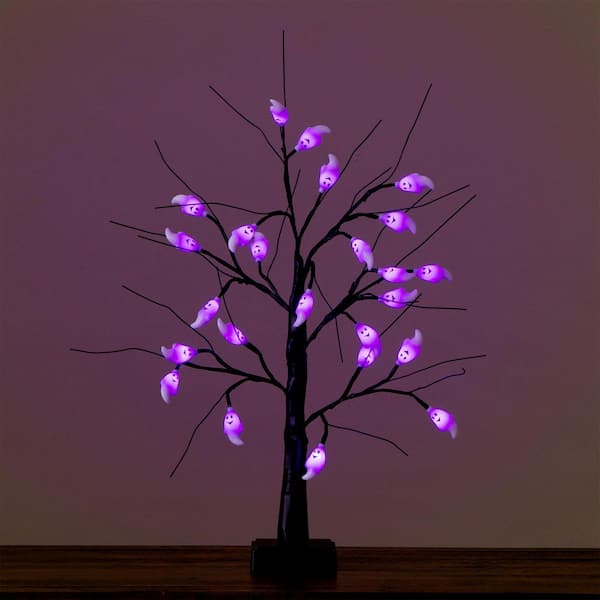 Nearly Natural 2ft. Pre-Lit Artificial Halloween Ghost Twig Tree