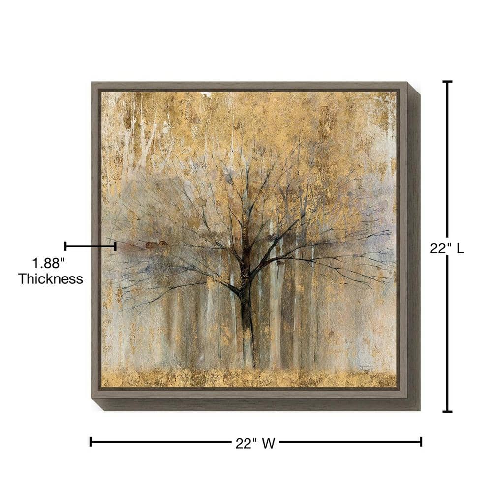 Gold Abstract Autumn Tree Framed Canvas Wall Art