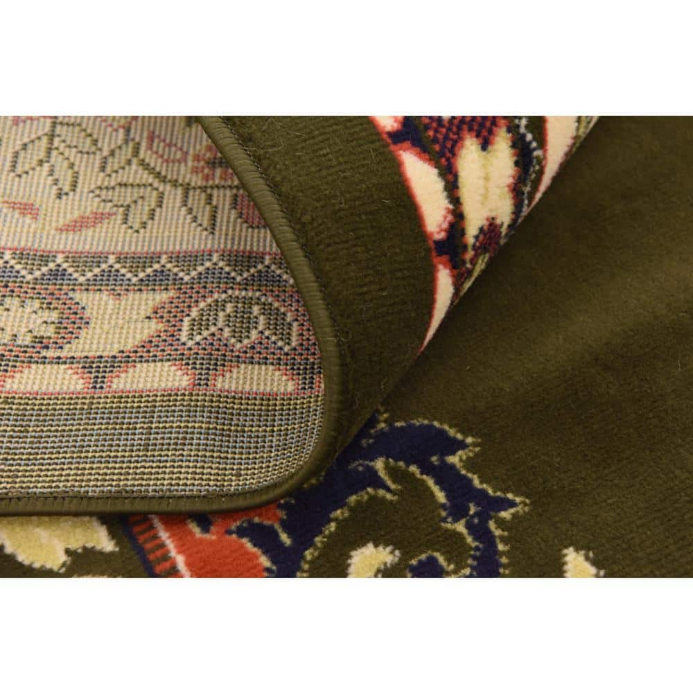 Olive Green and Cream Medallion Synthetic 9' x 12' Area Rug