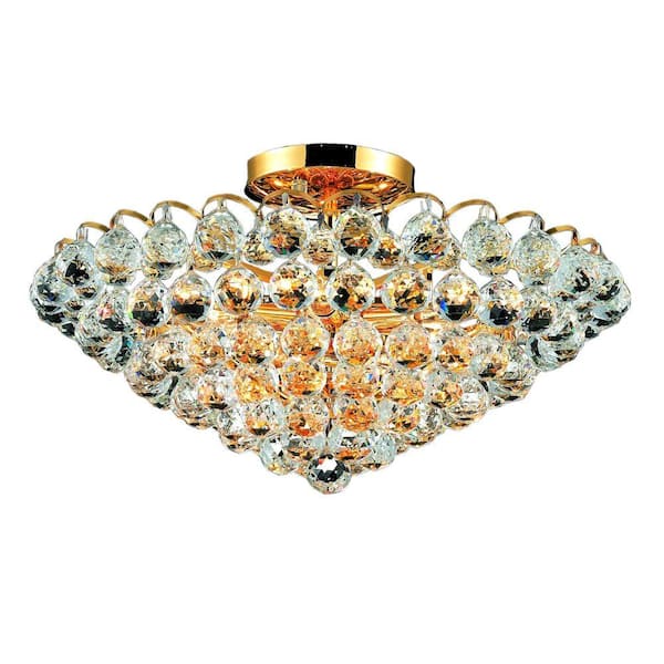 Elegant Lighting 9-Light Gold Flushmount with Clear Crystal