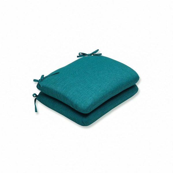 Pillow Perfect Solid 18.5 in. x 15.5 in. Outdoor Dining Chair Cushion in Green (Set of 2)