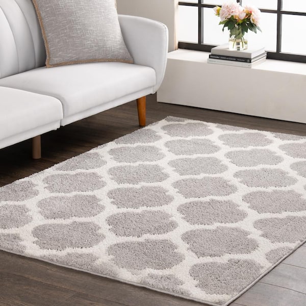 Seyward 5 ft. x 7 ft. Light Gray/Buff Trellis Area Rug