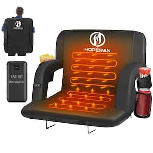 Unasiy Black 25 in.W Heated Stadium Seats for Bleachers with 20000mAh Power Bank Included Stadium Seating