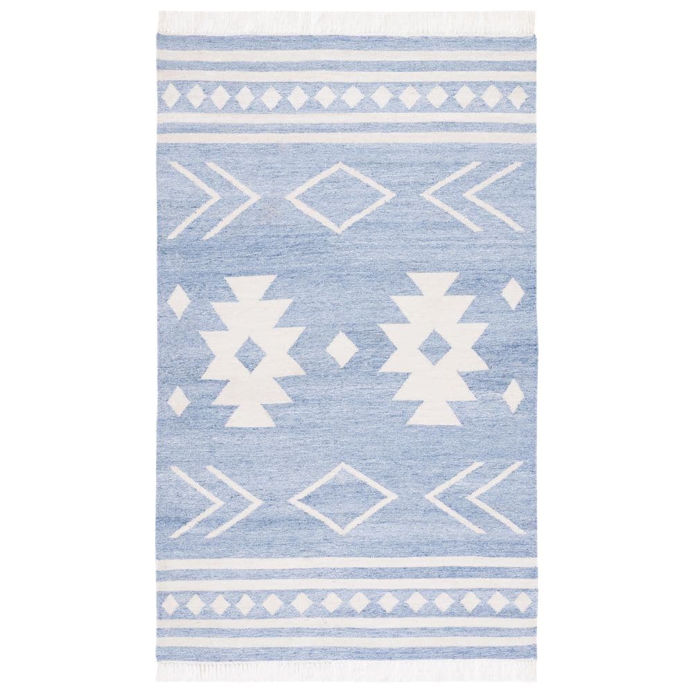 SAFAVIEH Kilim Blue/Ivory 8 ft. x 10 ft. Geometric Native American