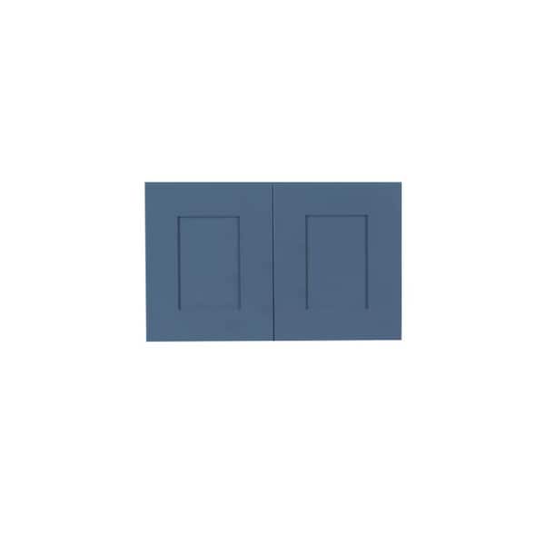 LIFEART CABINETRY Lancaster Blue Plywood Shaker Stock Assembled Wall Kitchen Cabinet 24 in. W x 12 in. H x 12 in. D