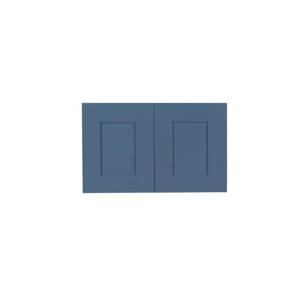 LIFEART CABINETRY Lancaster Blue Plywood Shaker Stock Assembled Wall Kitchen Cabinet 18 in. W x 30 in. H x 12 in. D