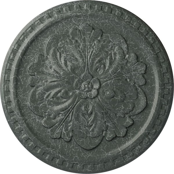 Ekena Millwork 16-7/8" x 5/8" Emeryville Urethane Ceiling Medallion, Hand-Painted Athenian Green Crackle