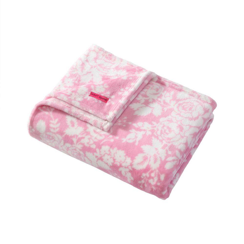 BETSEY JOHNSON Cottage Floral Prism Pink Ultra Soft Plush Fleece