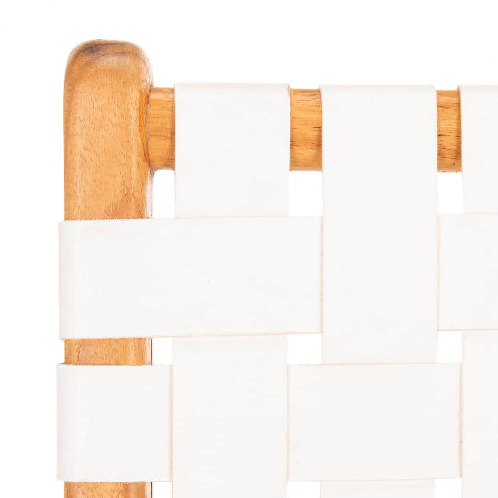 Taika White and Natural Woven Leather Dining Chair Set