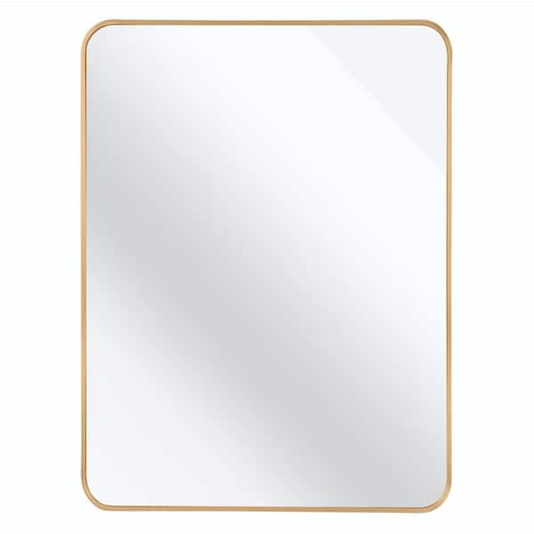Tatahance 30 in. W x 40 in. H Rectangle Aluminum Alloy Gold Frame Wall Mirror with Reinforced Hooks
