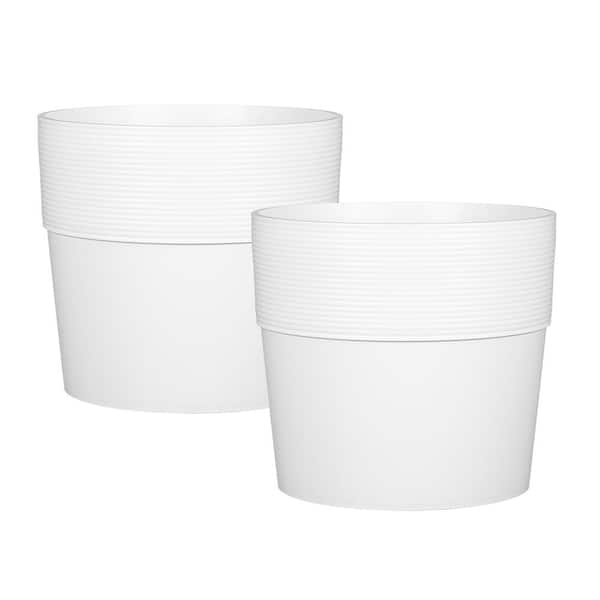 Scheurich 8.3 in. (21cm) Groove Bianco Resin 2-Pack