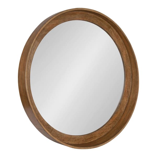 Kate and Laurel Medium Round Brown Classic Mirror (29.92 in. H x 29.92 in. W)