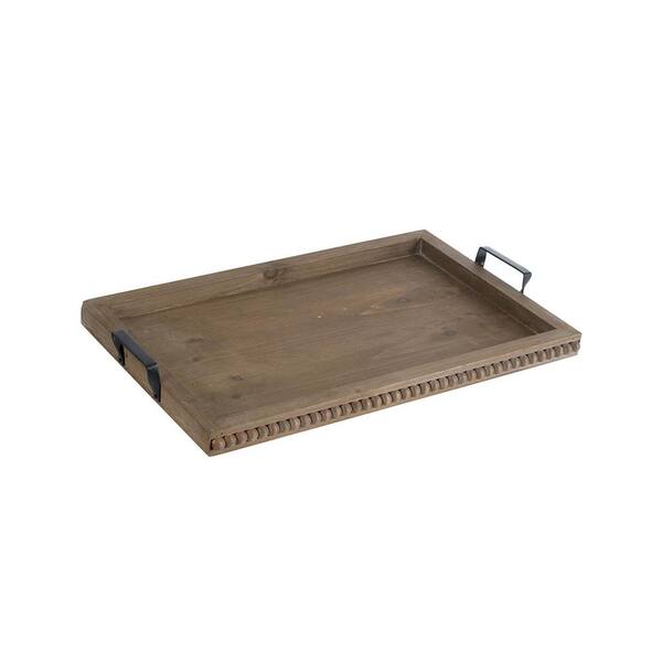 Burnt Brown Mango Wood Round Serving Tray Centerpiece with Cast Iron B –  MyGift